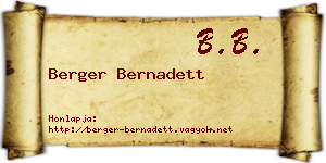 Berger Bernadett névjegykártya